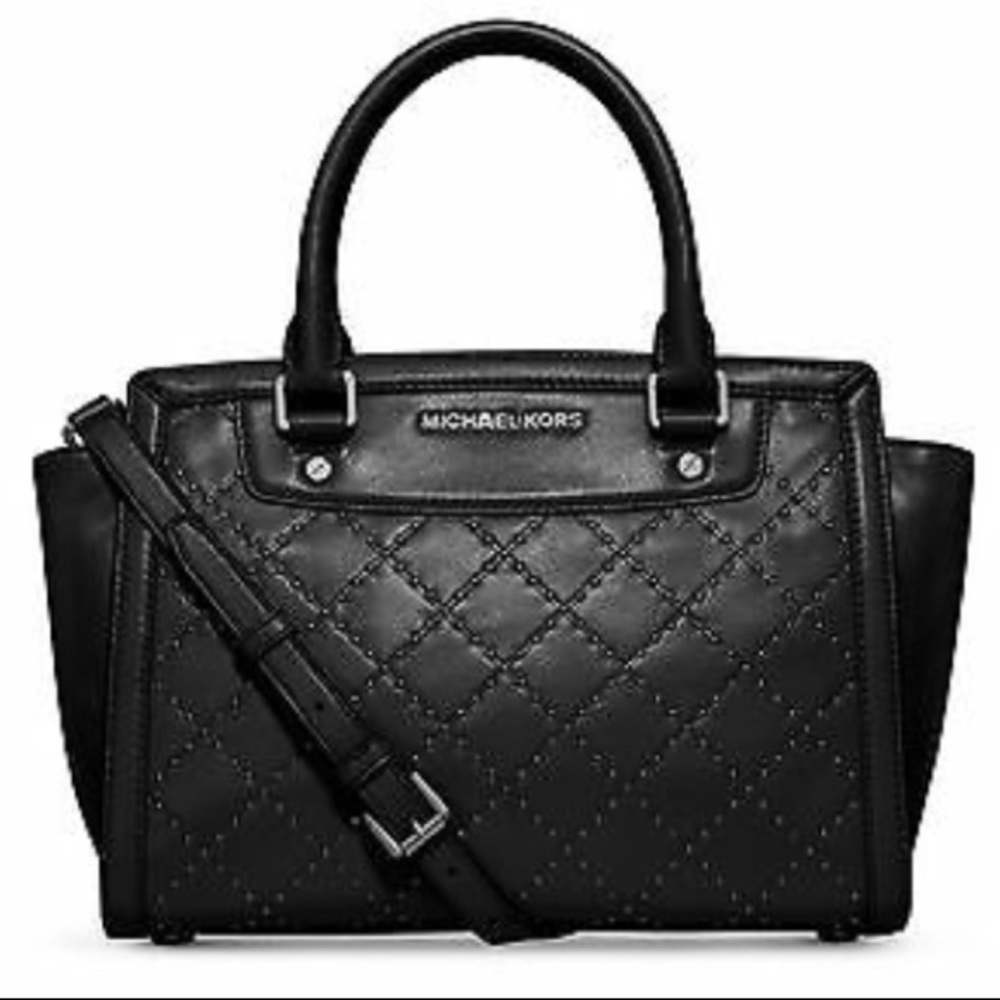 Michael Kors Selma micro stud quilted satchel